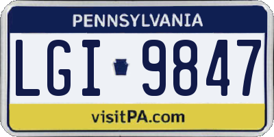 PA license plate LGI9847