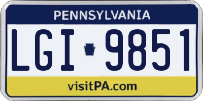 PA license plate LGI9851