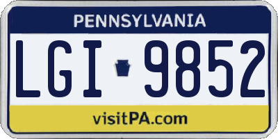 PA license plate LGI9852