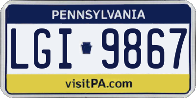 PA license plate LGI9867