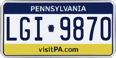 PA license plate LGI9870