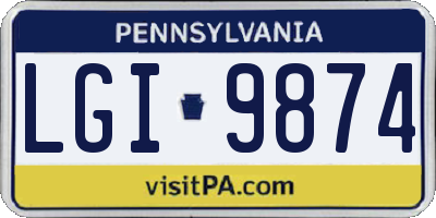 PA license plate LGI9874