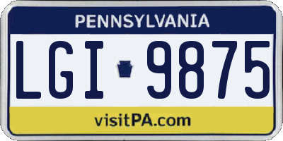 PA license plate LGI9875
