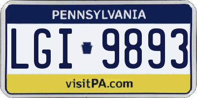 PA license plate LGI9893