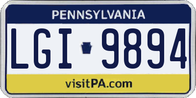 PA license plate LGI9894