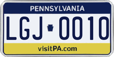 PA license plate LGJ0010