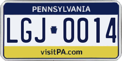 PA license plate LGJ0014