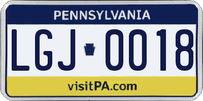 PA license plate LGJ0018