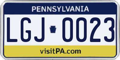 PA license plate LGJ0023