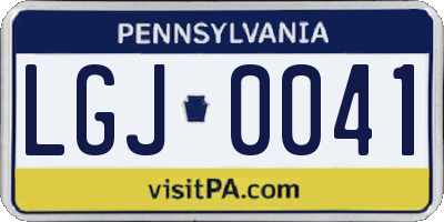 PA license plate LGJ0041
