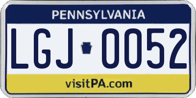 PA license plate LGJ0052