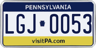 PA license plate LGJ0053