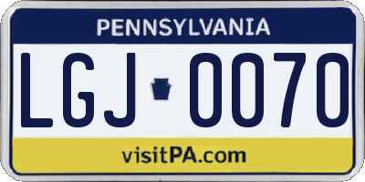 PA license plate LGJ0070