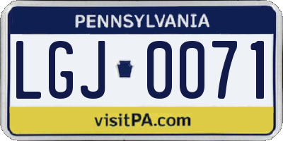 PA license plate LGJ0071