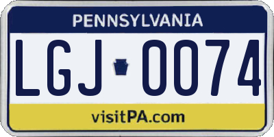 PA license plate LGJ0074