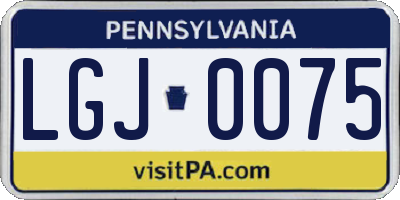 PA license plate LGJ0075