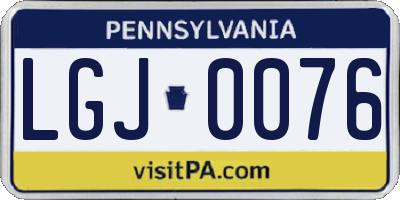 PA license plate LGJ0076