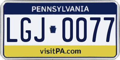 PA license plate LGJ0077