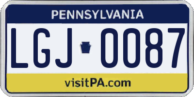 PA license plate LGJ0087