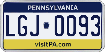 PA license plate LGJ0093