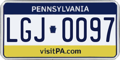 PA license plate LGJ0097
