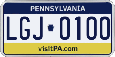 PA license plate LGJ0100