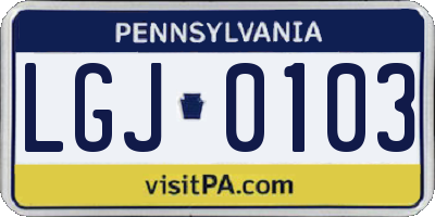 PA license plate LGJ0103