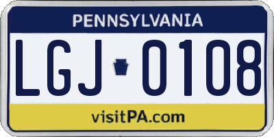 PA license plate LGJ0108