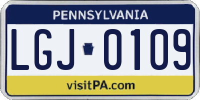 PA license plate LGJ0109