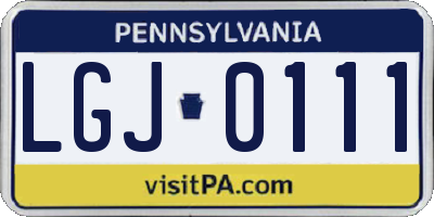 PA license plate LGJ0111