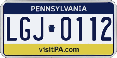 PA license plate LGJ0112