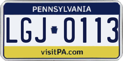 PA license plate LGJ0113