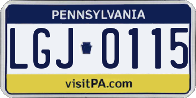 PA license plate LGJ0115