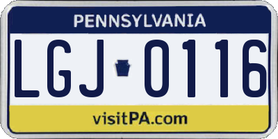 PA license plate LGJ0116