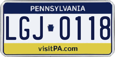 PA license plate LGJ0118