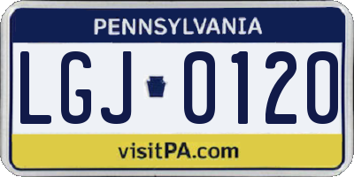 PA license plate LGJ0120