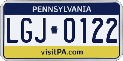 PA license plate LGJ0122