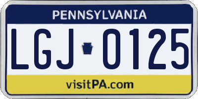 PA license plate LGJ0125