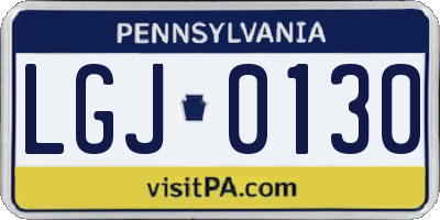 PA license plate LGJ0130