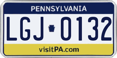 PA license plate LGJ0132