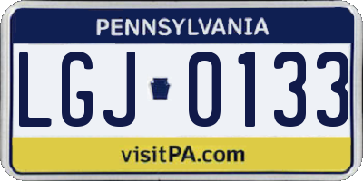 PA license plate LGJ0133