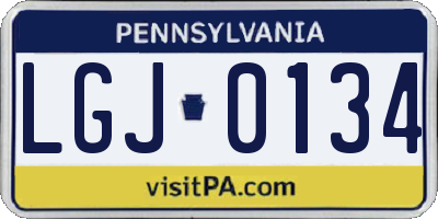 PA license plate LGJ0134