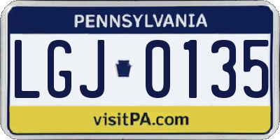 PA license plate LGJ0135