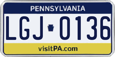 PA license plate LGJ0136