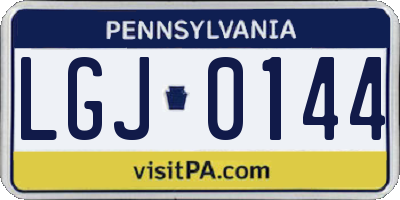PA license plate LGJ0144