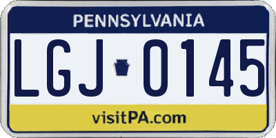 PA license plate LGJ0145