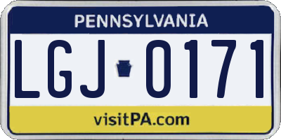 PA license plate LGJ0171