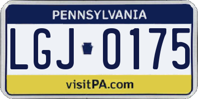 PA license plate LGJ0175