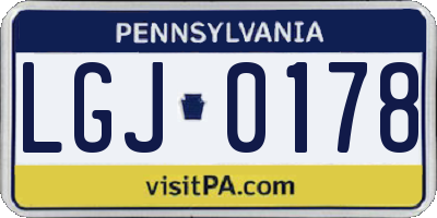 PA license plate LGJ0178