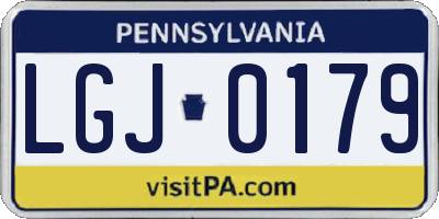 PA license plate LGJ0179